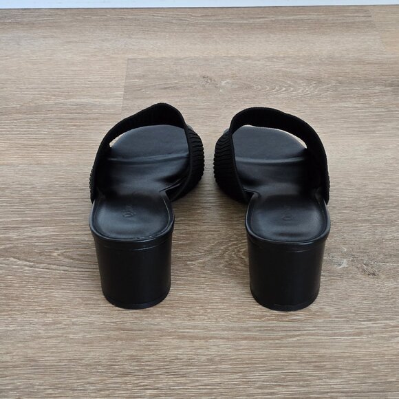 Quince Italian Leather & Eco Knit Heeled Mule Black Size 8 New Without Box - Picture 13 of 14